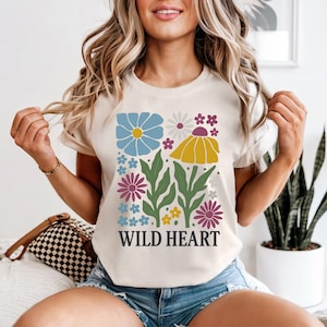 Vintage Floral Fair Trade T-shirt, Wild Heart Hippie Bohemian Tee