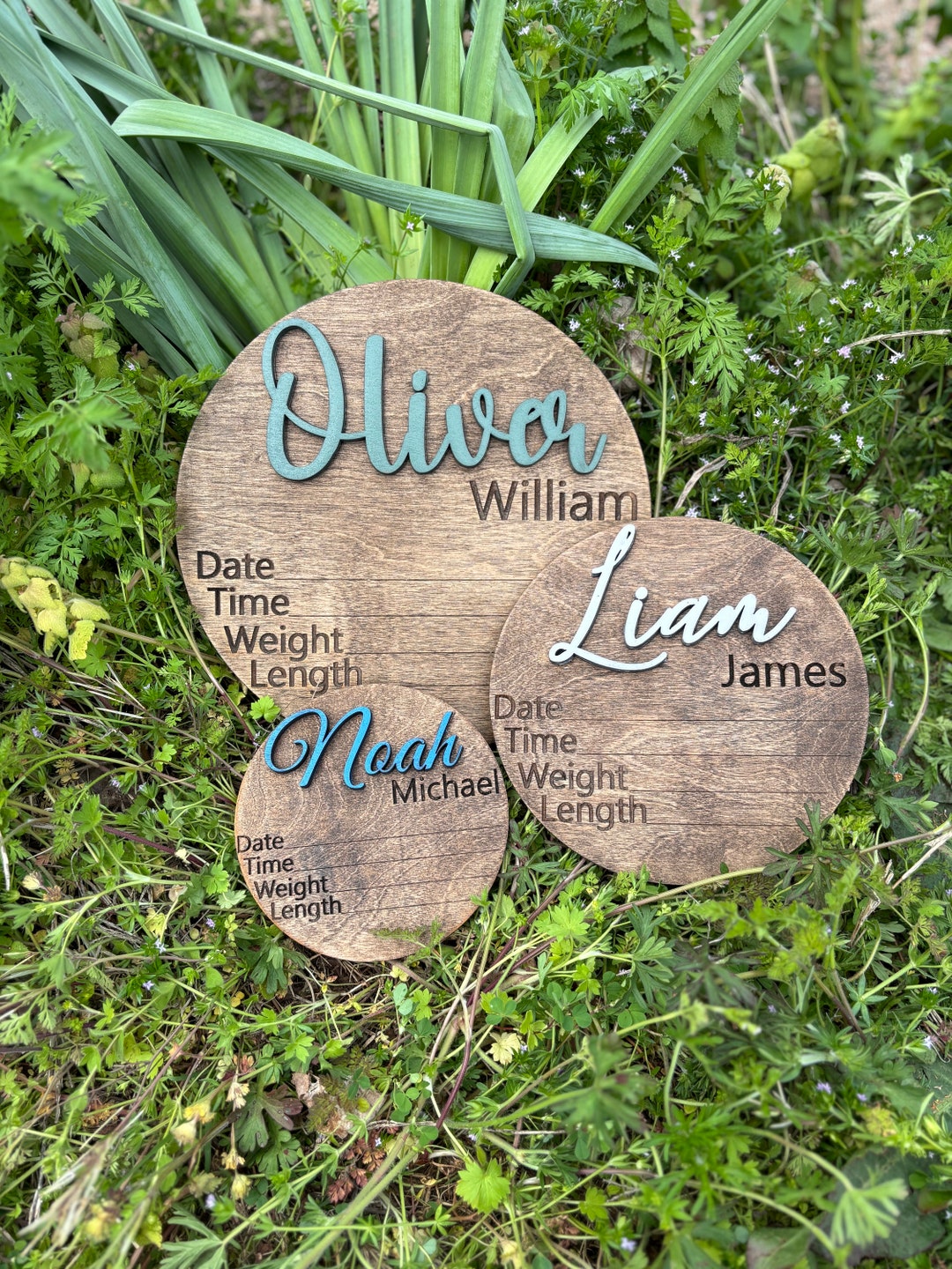 Newborn Baby Name Signs With Birth Stats Date Time Length Weight Round ...