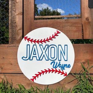 Custom Baseball Name Sign for Kids Room Decor, Personalized Sports Wall Art with 3D Letters, Baseball Nursery Gift for Boys Bedroom