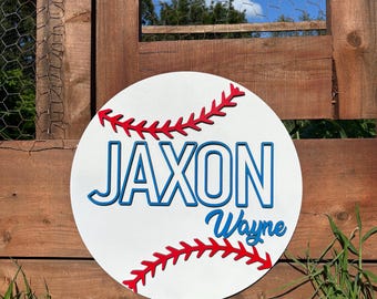 Custom Baseball Name Sign for Kids Room Decor, Personalized Sports Wall Art with 3D Letters, Baseball Nursery Gift for Boys Bedroom