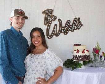 Personalized Wedding Last Name Sign, Wooden Anniversary Decor