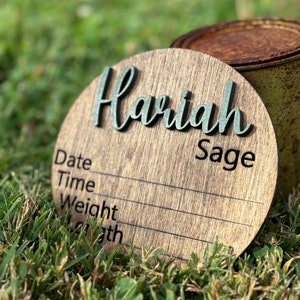 Newborn Baby Name Signs With Birth Stats Date Time Length Weight Round ...