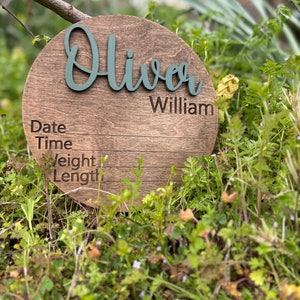 Newborn Baby Name Signs With Birth Stats Date Time Length Weight Round ...