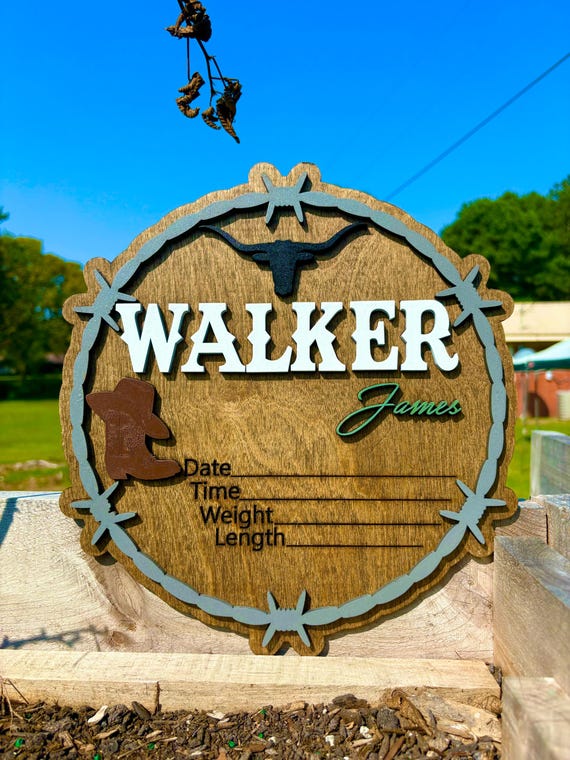baby stat name sign western themed hospital sign for newborn personalized baby boy announcement wood sign keepsakes
