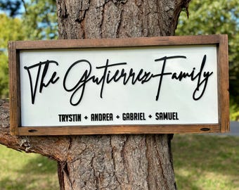 Farmhouse Family Name Sign: Rustic Wood, Personalized Names