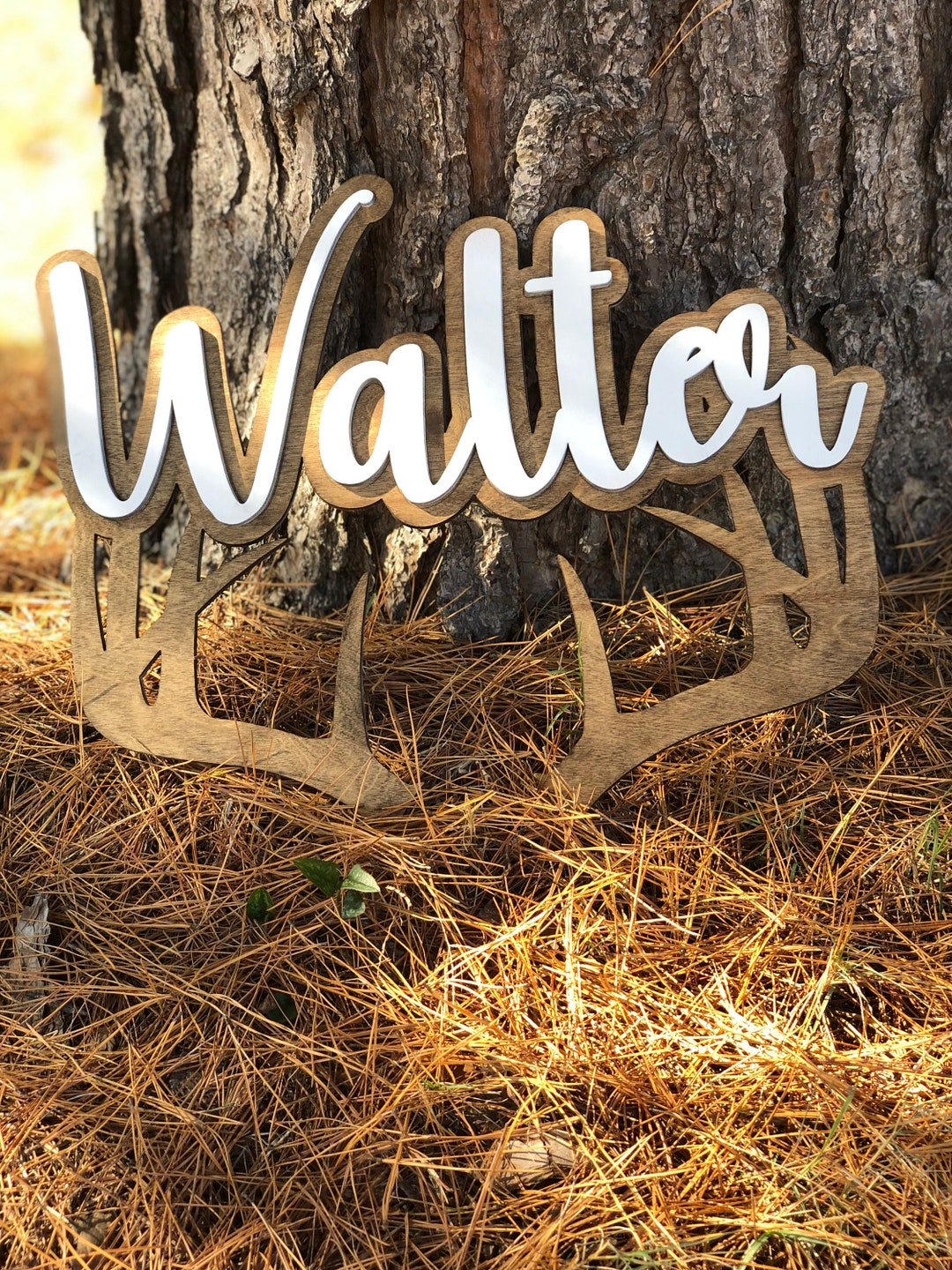 Deer Antler Name Sign for Kids Room Deer Name Signs Wall Decor for