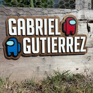 Video game name sign for boys room among us imposter sign for kids gameroom