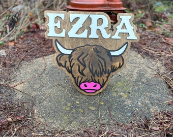 cow name sign for girls room signs for nursery boho rustic baby decor gifts for baby shower