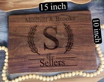 Personalized Walnut Cutting Board - Custom Engraved Wedding Gift