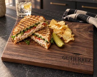 Walnut Cutting Board, Personalized Family Name and Established Year, 3 Sizes