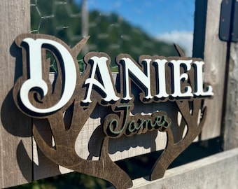 deer antler name sign for nursery wall decor hunting themed namesake for newborn and hospital naming sign