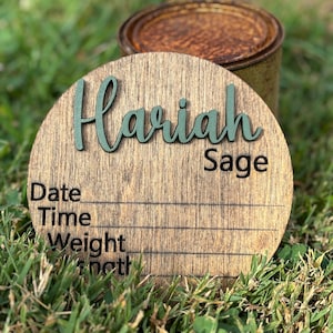 Newborn Baby Name Signs With Birth Stats Date Time Length Weight Round ...