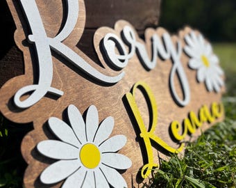 Custom Daisy Name Sign | 3D Wooden Letter Nursery Decor