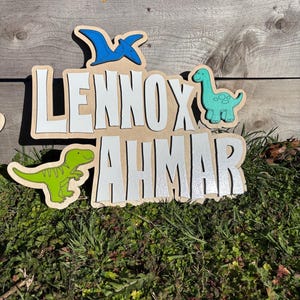 Custom Dinosaur Name Sign for Kids Room Wall Decor Personalized Wood Name Plaque Boys Nursery Dino Themed Gift Toddler Bedroom Art
