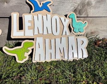Custom Dinosaur Name Sign for Kids Room Wall Decor Personalized Wood Name Plaque Boys Nursery Dino Themed Gift Toddler Bedroom Art