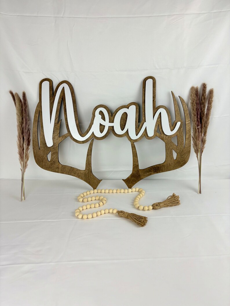Deer Antler Name Sign for Kids Room Deer Name Signs Wall Decor for