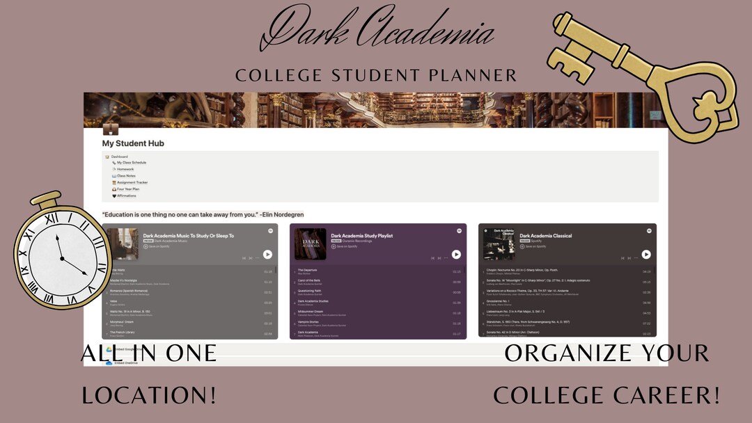 College Student Planner Dark Academia Aesthetic Notion Template - Etsy