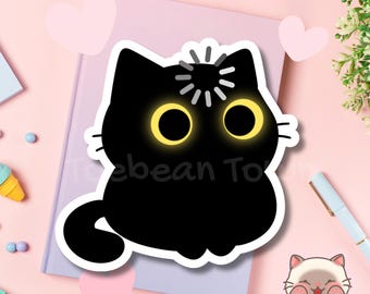 Black Void Cat Meme Sticker | Funny Cute Silly Derpy Sticker | Loading Buffering Cat