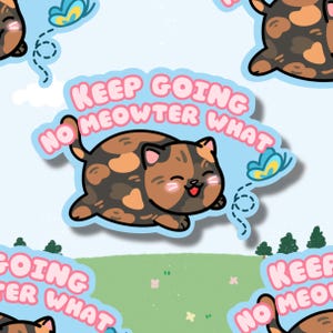 Adesivo de gato de casco de tartaruga Happy Tortie | Motivacional positivo | Adesivos de vinil holográficos foscos para garrafa de água para laptop | Presente para amante de gatos