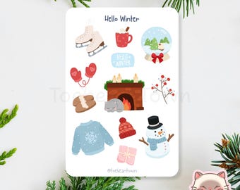 Sticker Sheet | Cozy Winter | Seasonal Holiday | Bullet Journal, Scrapbook, Planner, Stationery | Handmade Art Illustration