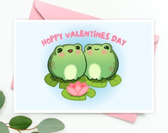 Cute Frog Valentine’s Day Card | Funny Animal Greeting Card | Card For Frog Lover