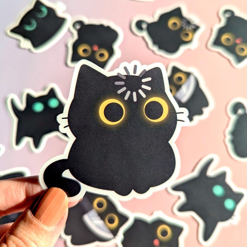 Black Void Cat Meme Sticker | Funny Cute Silly Derpy Sticker | Loading ...