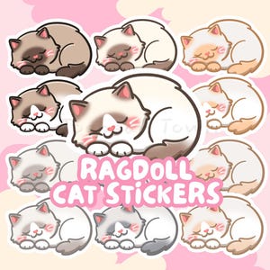 Söta Ragdoll-kattklistermärken | Klistermärken med långhåriga katter | Seal Point, Choklad Point, Blå Point, Lila Point, Flame Point, Cream Point