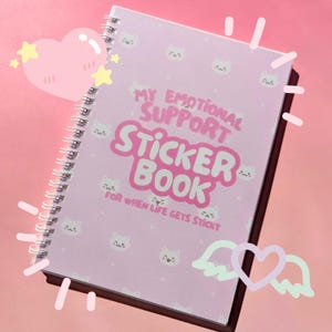 Livre d'autocollants réutilisables | Mon album d'autocollants de soutien émotionnel | Organiseur de rangement A5 pour collection d'autocollants | Chats mignons | Cadeau pour amoureux des chats