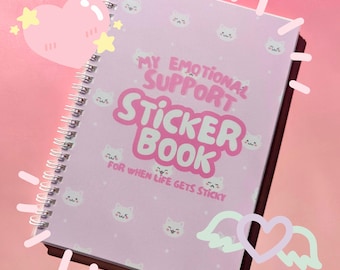 Reusable Sticker Book | My Emotional Support Sticker Album | A5 Storage Organizer for Sticker Collection | Cute Cats | Gift for cat lover