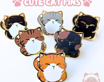 Cute Cat Enamel Pin 1” | Black, Tuxedo, Tortie, Ginger, Gray, Brown Tabby Pin | Adorable Kitty Animal | Gift for Cat Lover