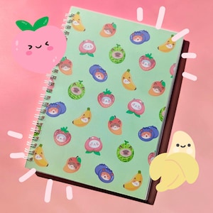 Purrfectly Fruity Stickeralbum 50 Blatt A5 Wiederverwendbar Stickerbuch | Aufkleber Aufbewahrungs-Notizbuch für Sammler | Geschenk für Katzen-Aufkleber-Liebhaber