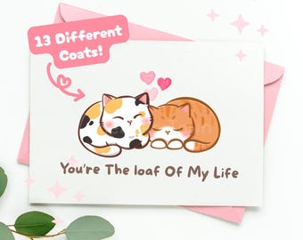 Custom Personalised Cat Valentine’s Day or Anniversary Card for Girlfriend, Wife, Boyfriend, Husband, Partner, Fiancée, Fiancé, Her, Him