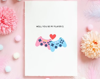 Gaming Valentine’s Day, Engagement Card | Will You Be My Player 2 | Love Card For Him, Her, Girlfriend, Boyfriend, Wife, Husband, Gamer