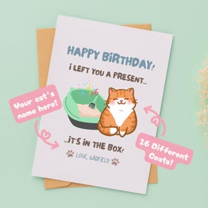 Personalised Funny Birthday Card From Cat | Siamese, Gray White Ginger Tabby, Tortie, Calico, Black, White, Russian Blue, Tuxedo
