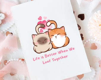 Tarjeta de San Valentín o aniversario con un lindo gatito / Tarjeta romántica de amor / Tarjeta "Te amo" para novia, novio, esposa, esposo o amante de los gatos