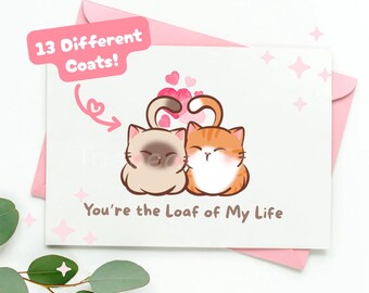 Custom Personalised Cat Valentine’s Day or Anniversary Card for Girlfriend, Wife, Boyfriend, Husband, Partner, Fiancée, Fiancé, Her, Him