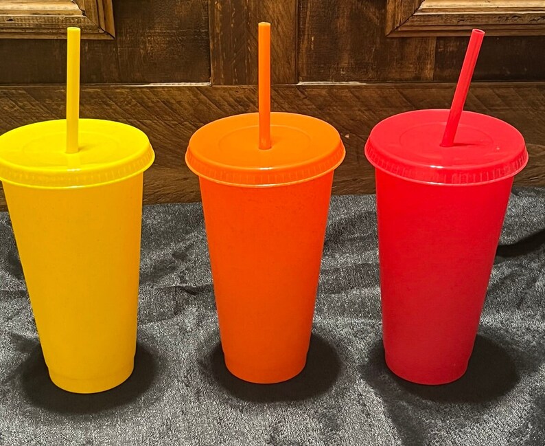 24oz Personalized Reuseable Plastic Cup With Lid and Straw Etsy