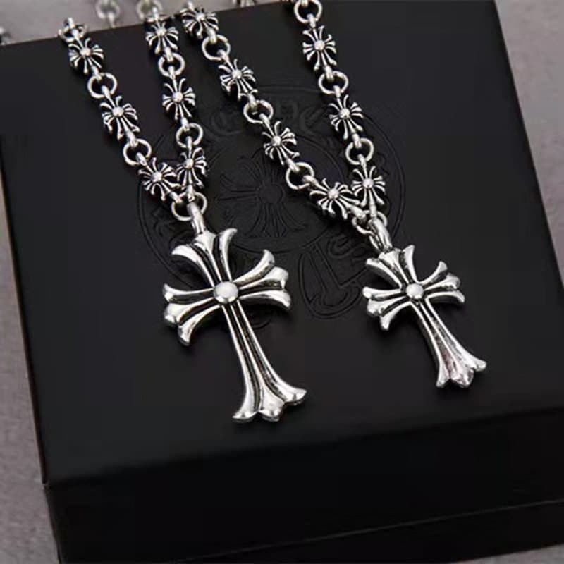 Japan Used Necklace] Chrome Hearts 22K Tiny Fat Cross Charm Diamond | eBay