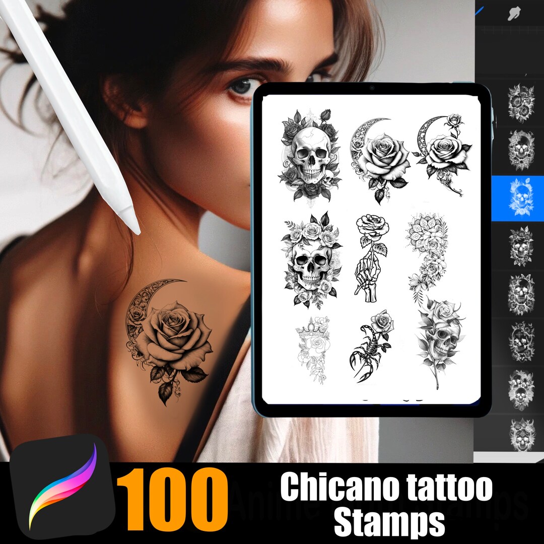 Procreate 100 Chicano Designs , Chicano Tattoo Stamps , Digital ...
