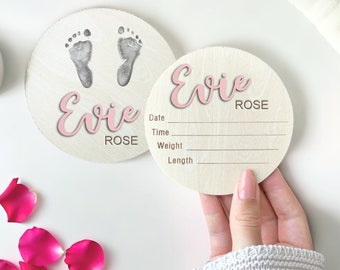 Aangepaste babynaam teken, houten baby aankondiging teken, gepersonaliseerde pasgeboren ziekenhuis teken voor baby naam onthullen kwekerij decor baby shower cadeau