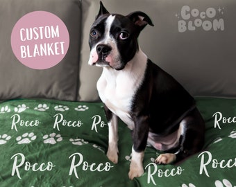 Personalized Name Pet Blanket, Custom Dog Blanket, Personalised Name Blanket for Cats Dogs, Custom Pet Gifts for Dog Owners, Pet Home Decor
