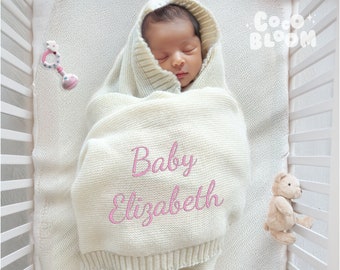 Personalized Baby Name Blanket, Custom Embroidered Blanket, Stroller Blanket, Baby Shower Gift, Newborn Baby Gift, Personalised Name Blanket