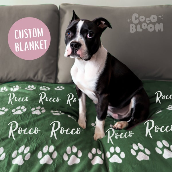 Personalized Name Pet Blanket, Custom Dog Blanket, Personalised Name Blanket for Cats Dogs, Custom Pet Gifts for Dog Owners, Pet Home Decor