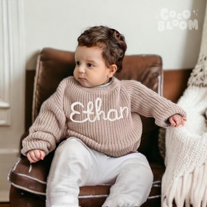 Custom Baby Name Sweater, Personalized Embroidered Sweater, Custom Children's Name Clothing, Newborn Gift, Baby Shower Gift, Kids Birthday image 1