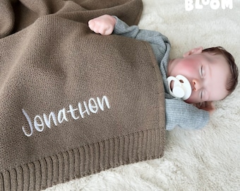 Custom Newborn Baby Name Blanket, Personalized Embroidered Stroller Name Blanket, Baby Shower Gift, Personalised Nursery Decor, New Parents
