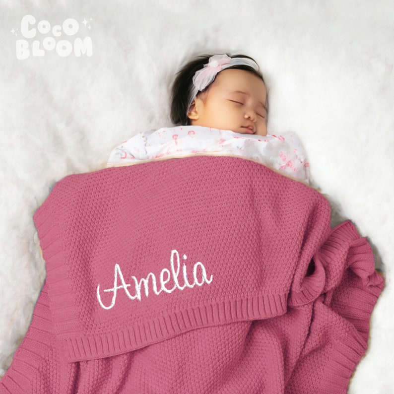 Custom Baby Name Blanket, Personalized Embroidered Blanket, Stroller Blanket, Baby Shower Gift, Newborn Baby Gift, Personalised Name Blanket image 9