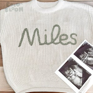 Custom Baby Name Sweater, Personalized Embroidered Sweater, Custom Children's Name Clothing, Newborn Gift, Baby Shower Gift, Kids Birthday image 3