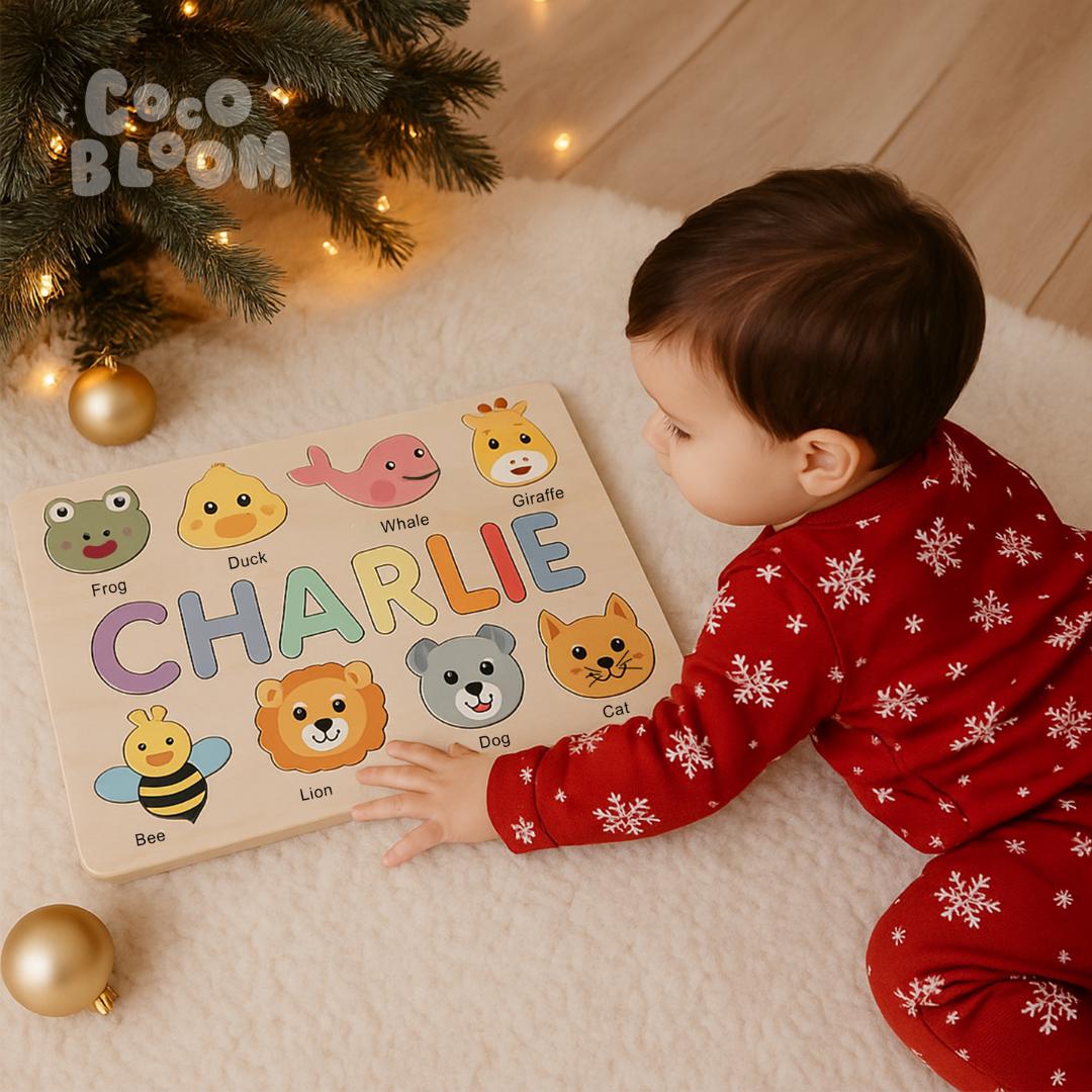 Personalized Kids Wooden Name Puzzle, Custom Baby Name Puzzle Toy ...