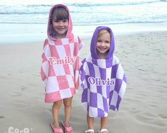 Custom Name Kids Beach Towel Poncho, Personalized Hooded Beach Towel, Custom Baby Bath Robe Towel, Baby Shower Gift Boys Girls Birthday Gift