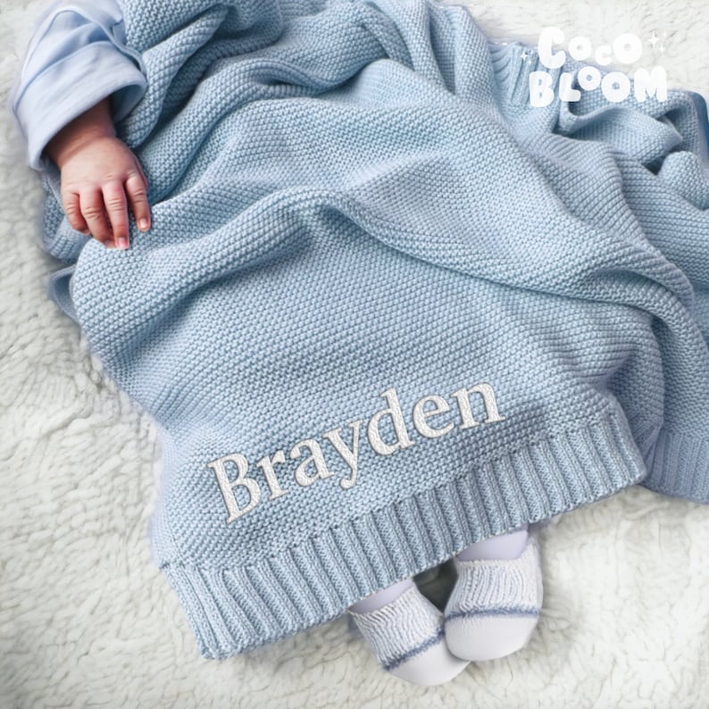 Coperta con nome personalizzato per bambino, coperta ricamata personalizzata, coperta per passeggino, regalo per baby shower, regalo per neonato, coperta con nome personalizzato immagine 3